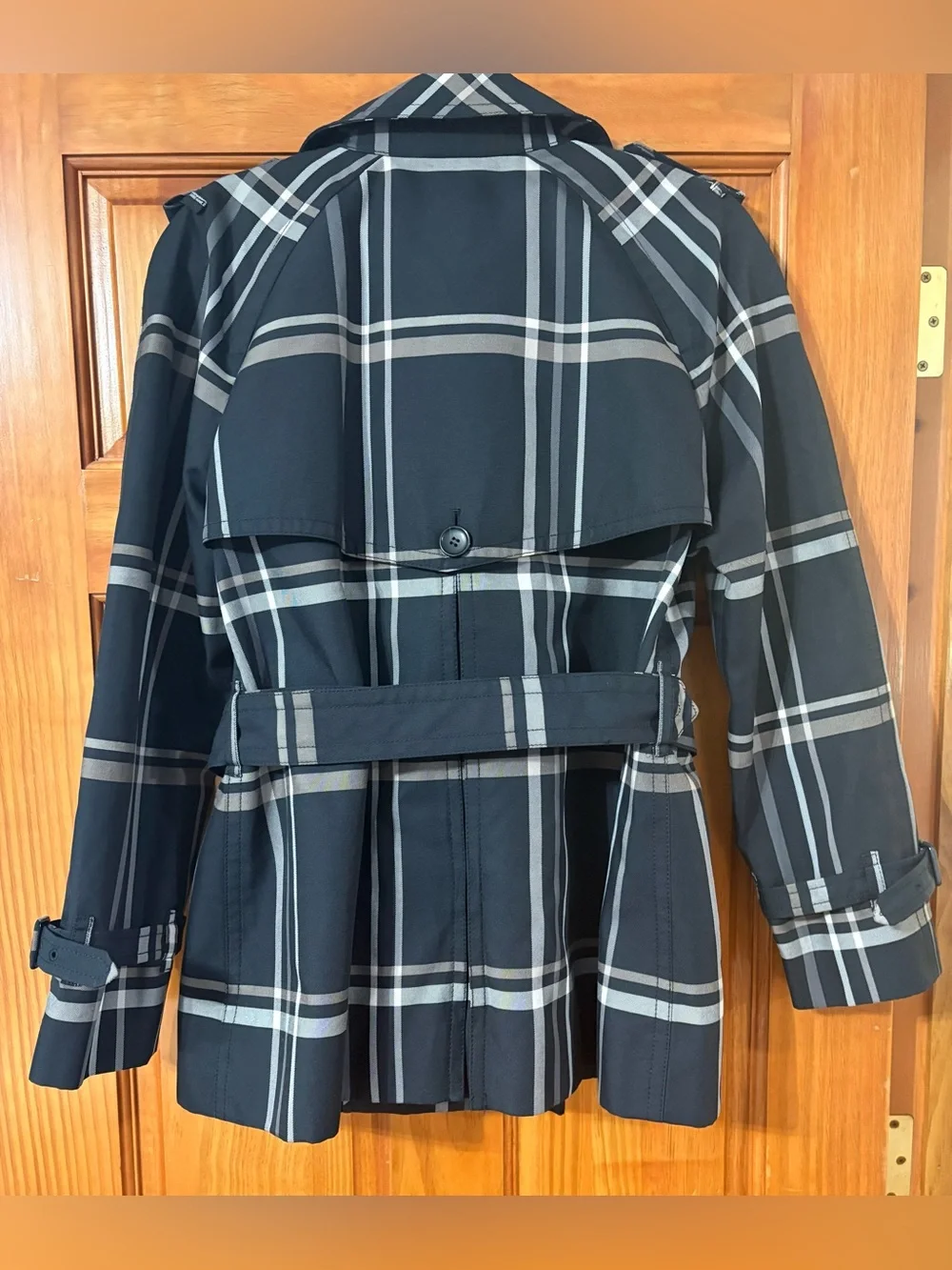 Coach trench coat tattersall plaid wind rain jacket, Medium